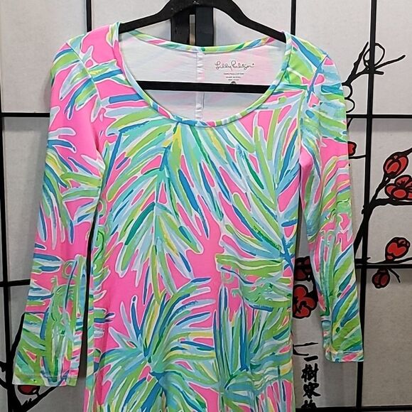 Lilly Pulitzer Tiki Palm Cotton Pastel Print Dress Size XXS - Picture 3 of 7
